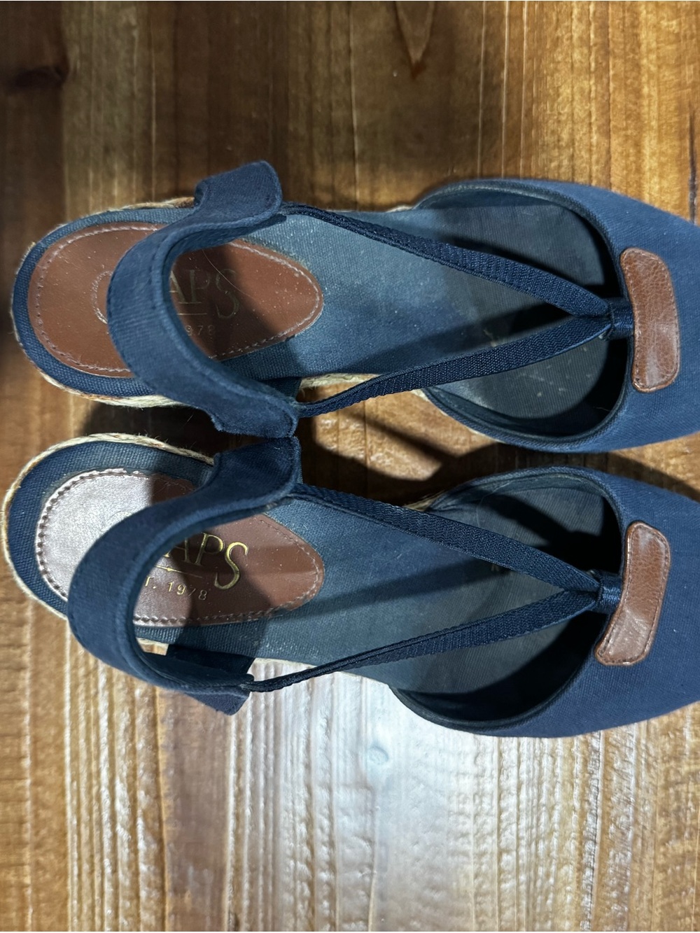 Chaps Navy Canvas Espadrille Wedges